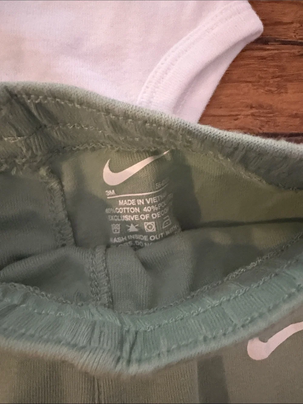 Nike Sage Green Kids Jogger Pants Set with White Bodysuits